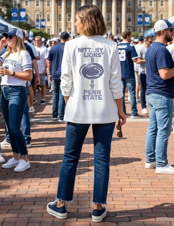 Penn State Nittany Lion Stripes White Ruched Blazer