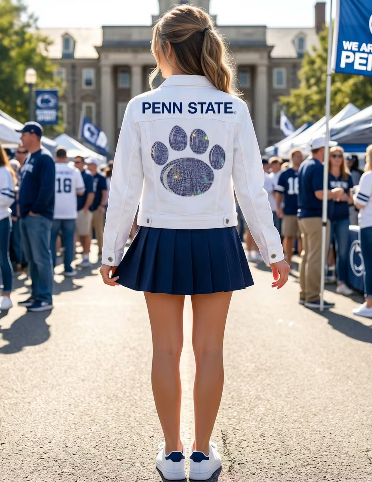 Penn State Script Paw White Denim Jacket