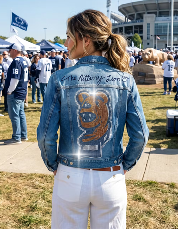 Game Day Jacket, Denim, Penn State The Nittany Lion Mascot Head