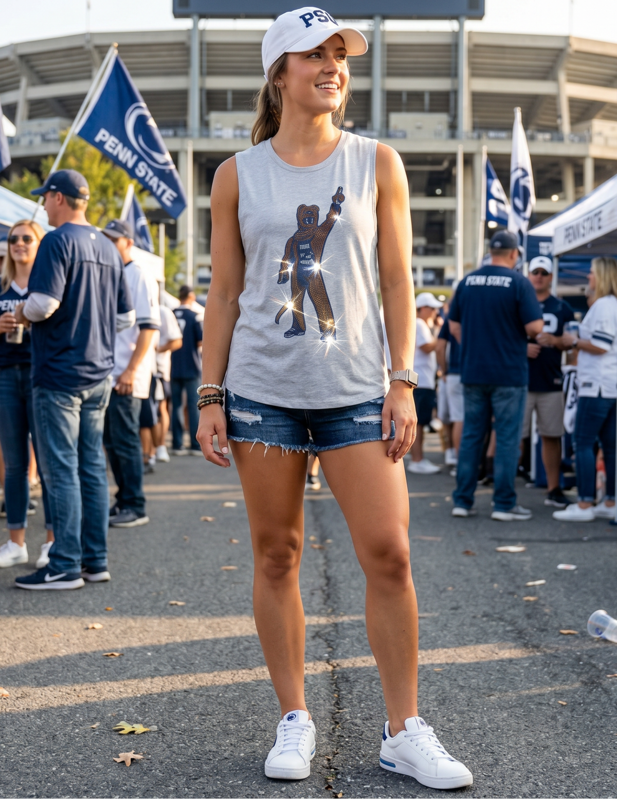 Penn State Full Body Mascot Head Grey Tank Top