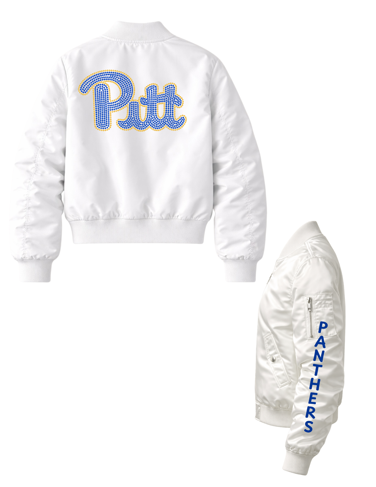 University of Pittsburgh Script Pitt Panthers White Bomber