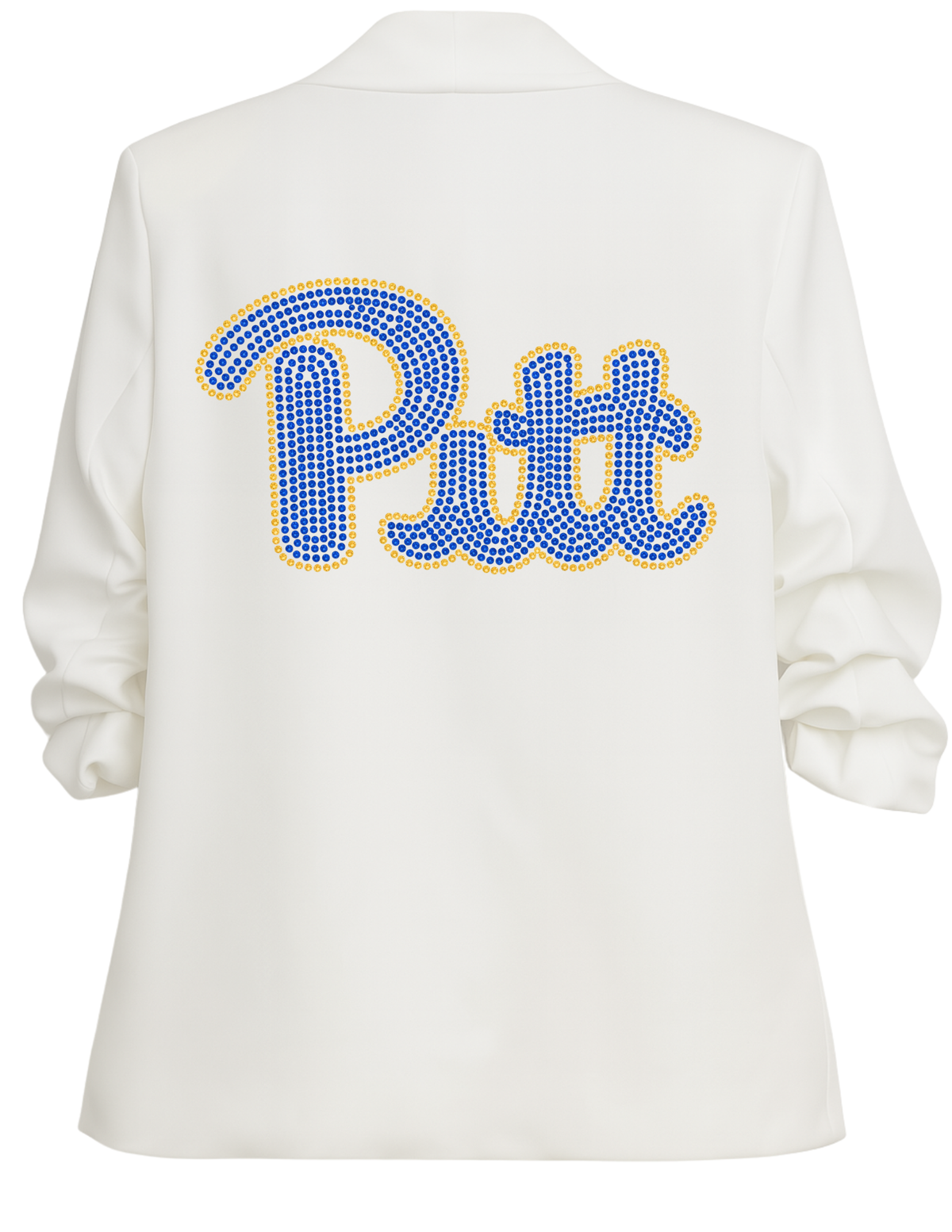 University of Pittsburgh Script Pitt White Ruched Blazer