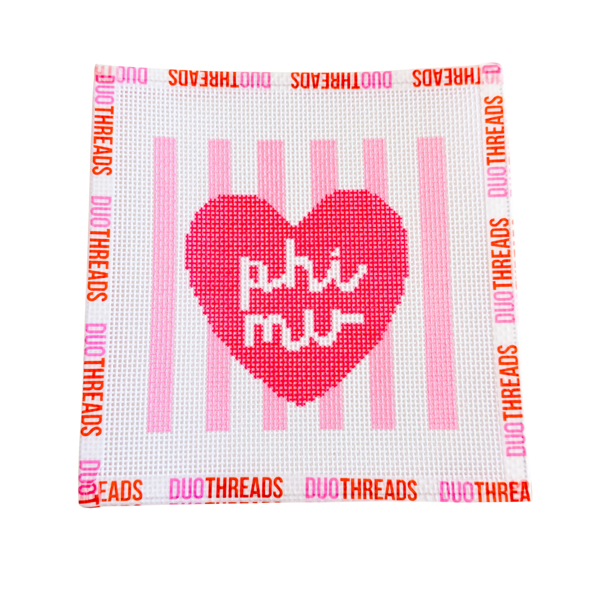 Phi Mu Sorority Heart Needlepoint Canvas