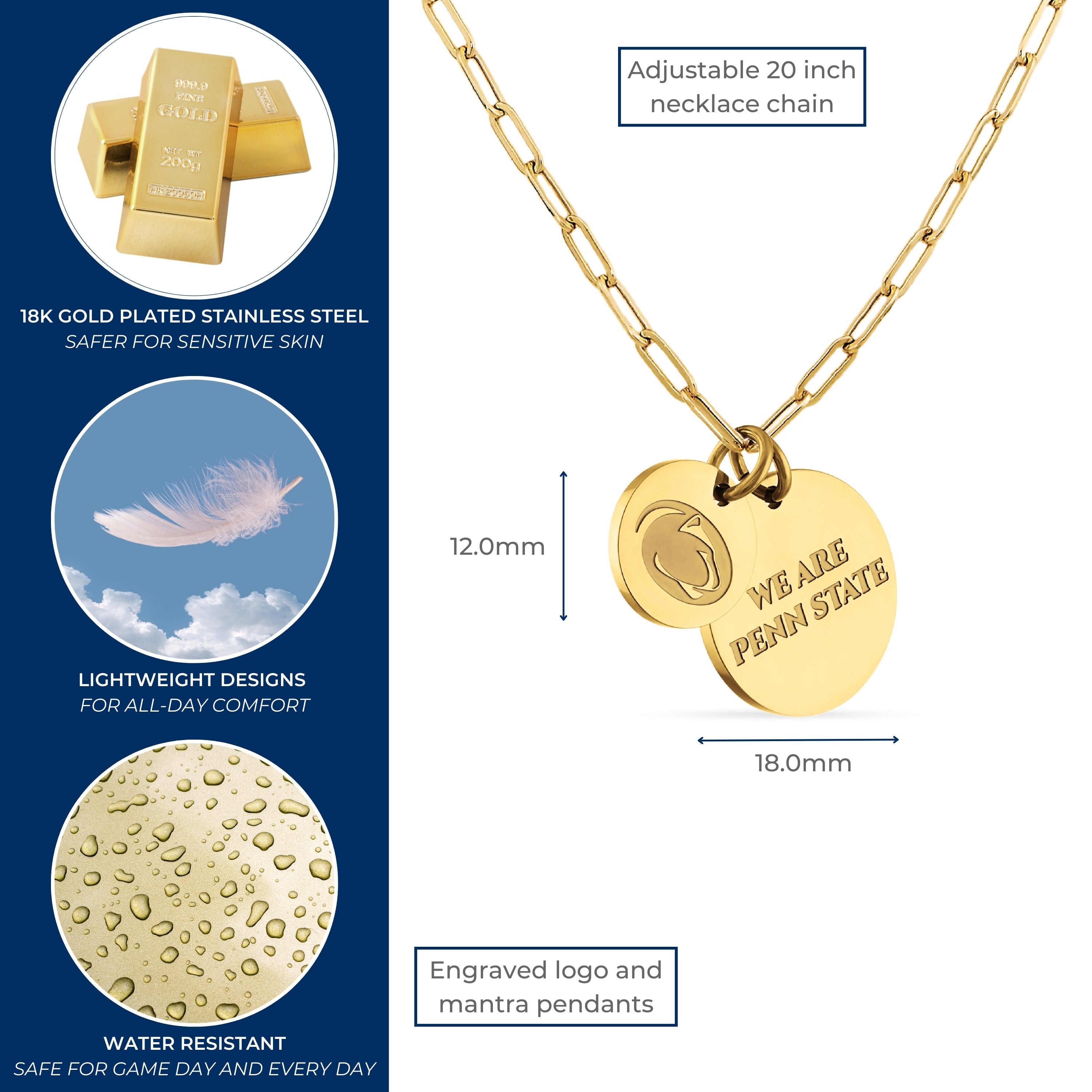 Penn State Paperclip Necklace