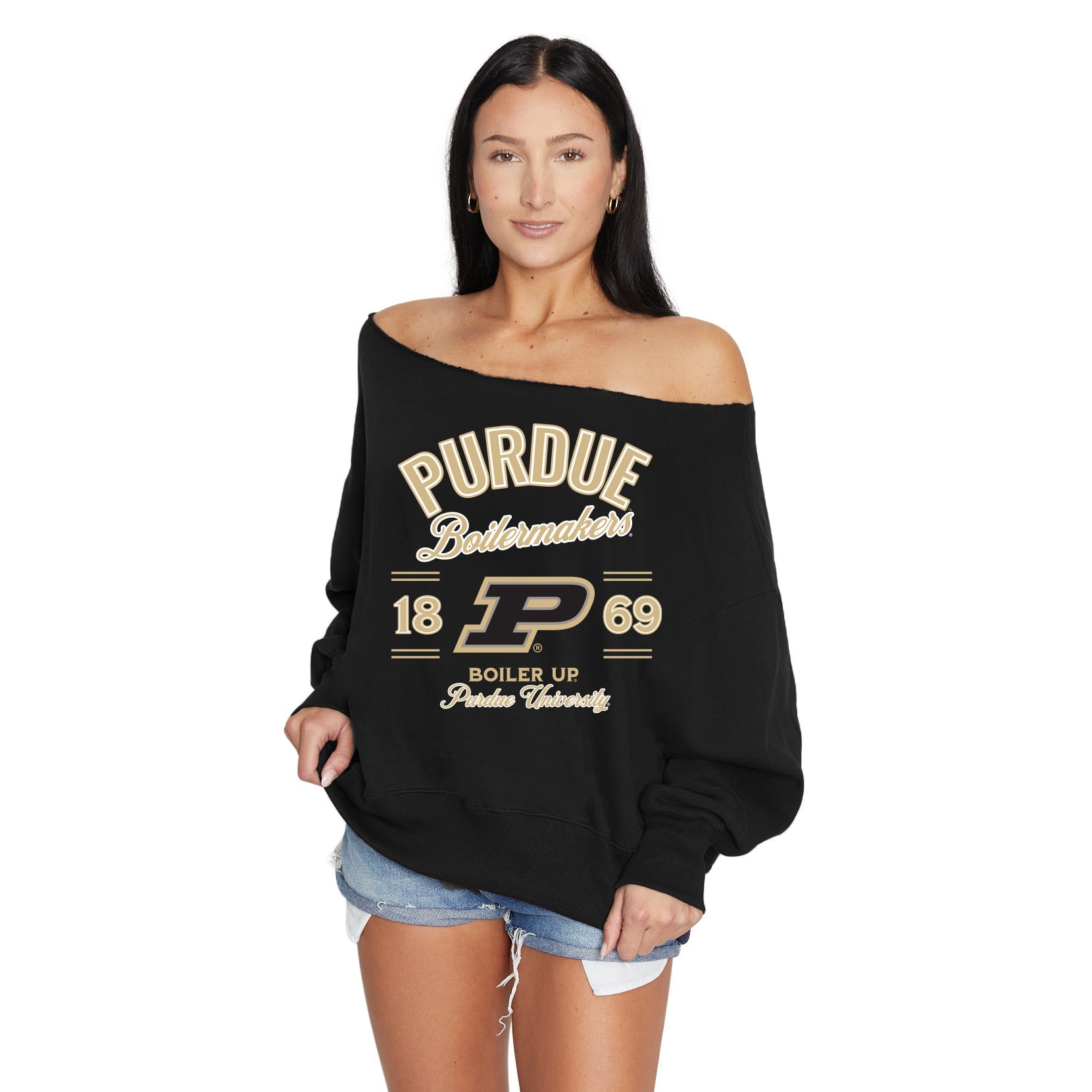 Purdue Off the Shoulder Sweatshirt
