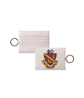 Phi Chi Theta Vegan Saffiano Leather Keychain Card Holder - Crest