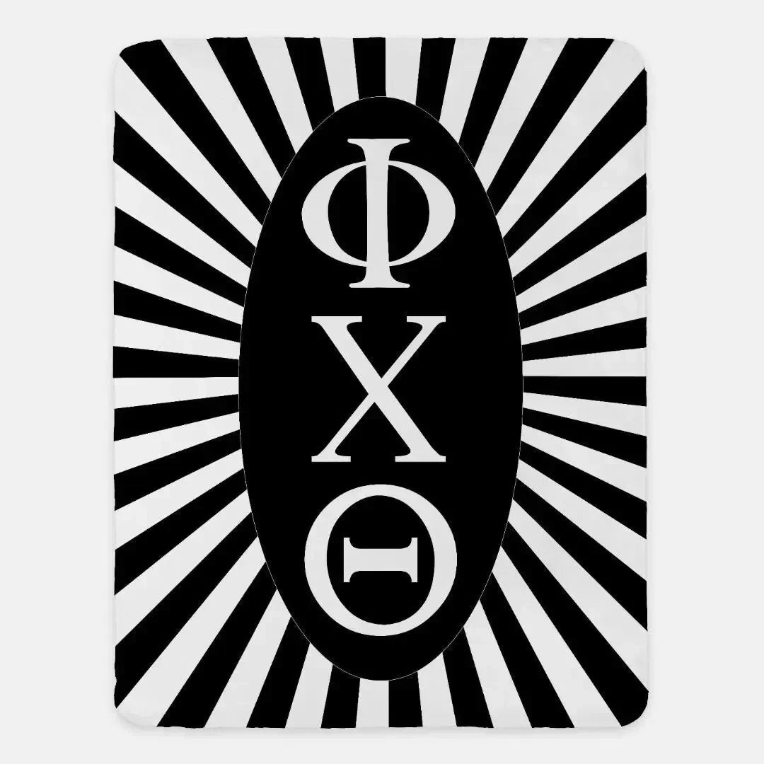 Phi Chi Theta XL 60x80 Sherpa Blanket - Black Starburst