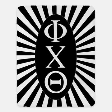 Phi Chi Theta XL 60x80 Sherpa Blanket - Black Starburst