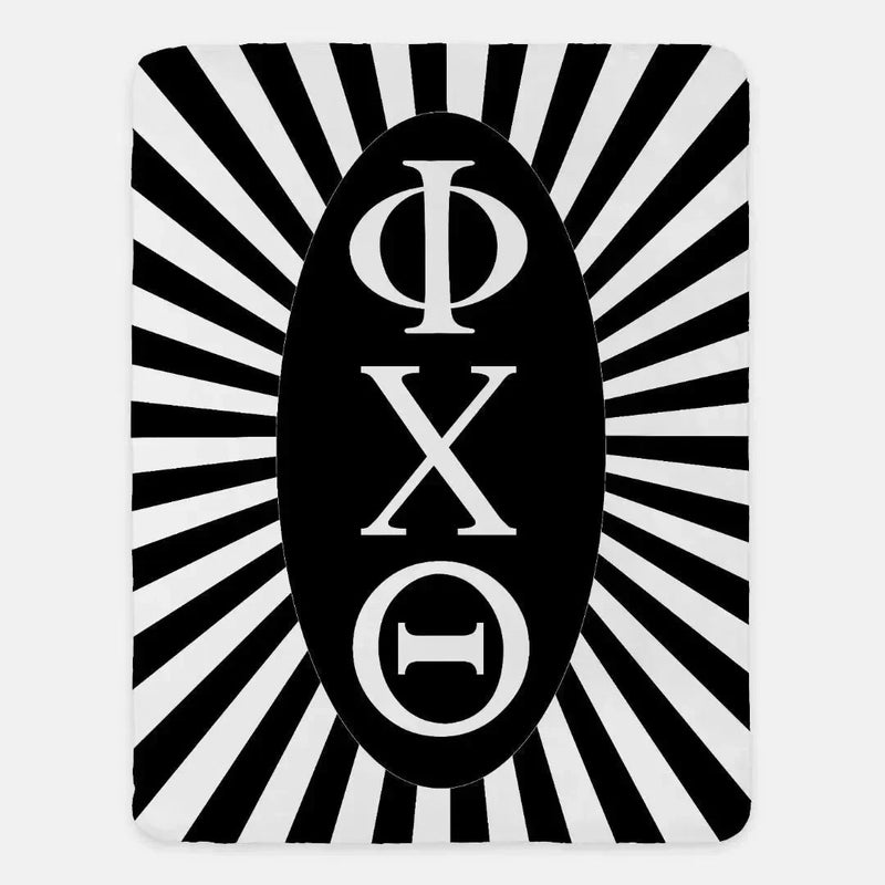 Phi Chi Theta XL 60x80 Sherpa Blanket - Black Starburst