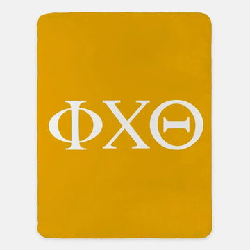 Phi Chi Theta XL 60x80 Sherpa Blanket - Gold