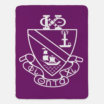 Phi Chi Theta XL 60x80 Sherpa Blanket - Purple Crest