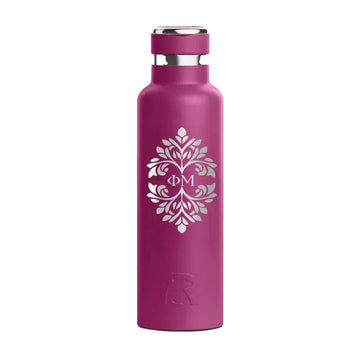Phi Mu RTIC 20 oz Ceramic Lined Water Bottle Tumbler  - Ornamental