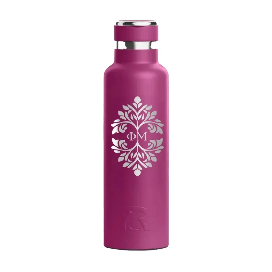 Phi Mu RTIC 20 oz Ceramic Lined Water Bottle Tumbler  - Ornamental