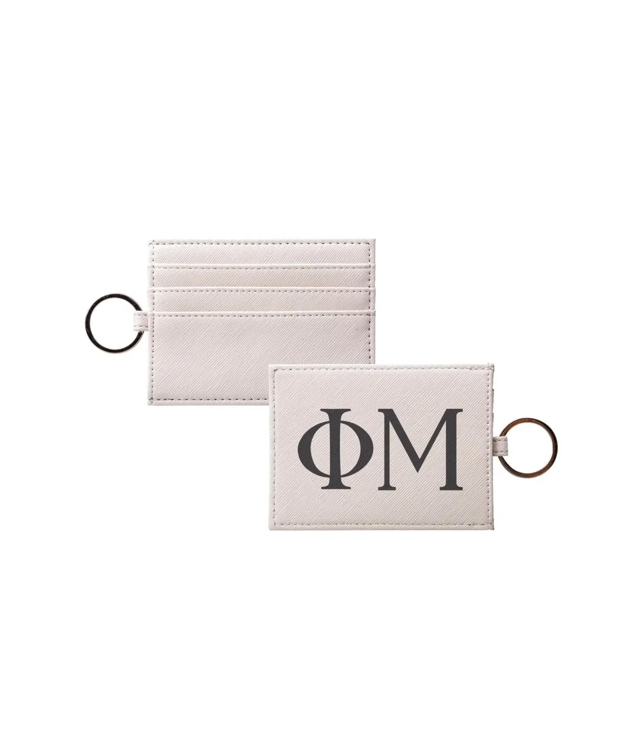 Phi Mu Vegan Saffiano Leather  Keychain Card Holder - Greek Letters