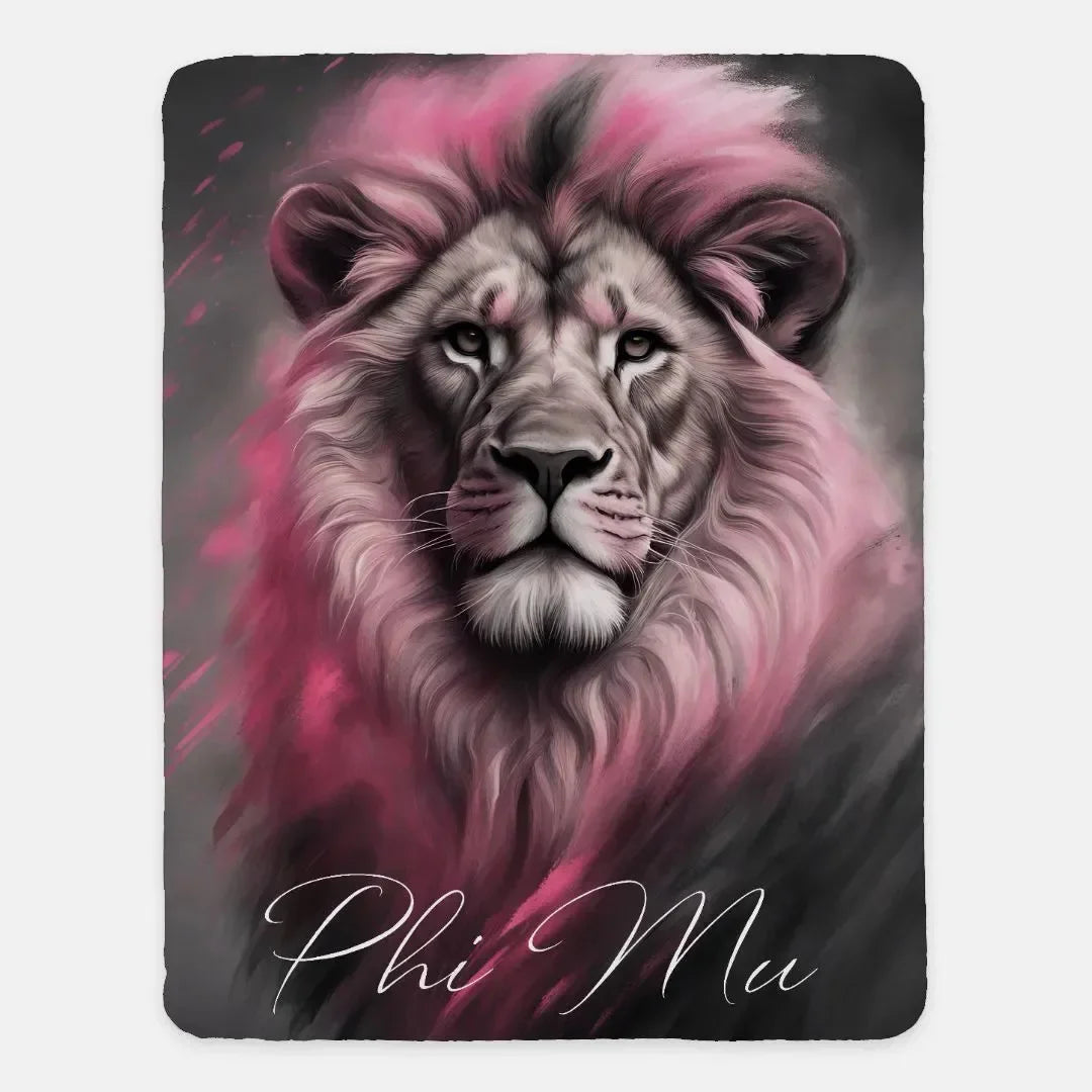 Phi Mu XL 60x80 Sherpa Blanket - Lion
