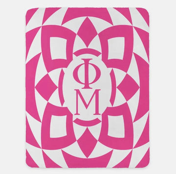 Phi Mu XL 60x80 Sherpa Throw Blanket Pink Tribal