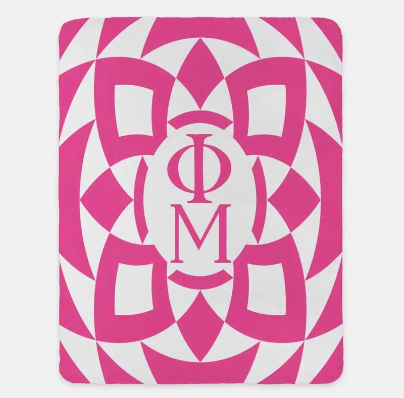 Phi Mu XL 60x80 Sherpa Throw Blanket Pink Tribal