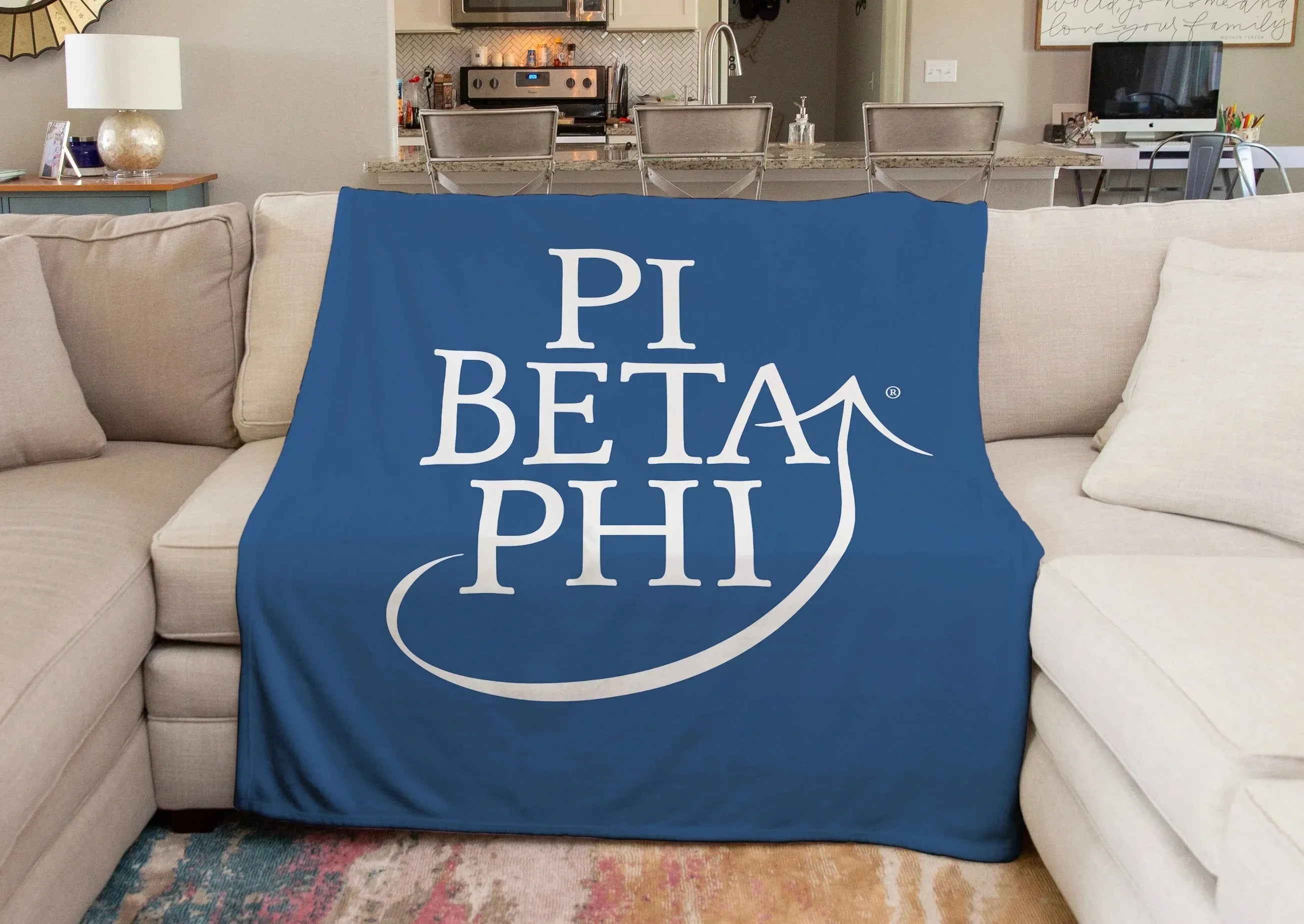 Pi Beta Phi XL 60x80 Traditional Sherpa Throw Blanket - Blue