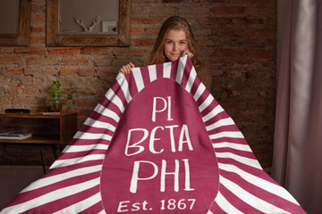 Pi Phi XL 60x80 Sherpa Throw Blanket - Wine Starburst