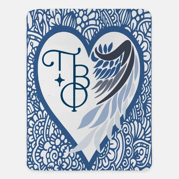 Pi Beta Phi XL 60x80 Sherpa Throw Blanket - Mandala Heart Angel Wing