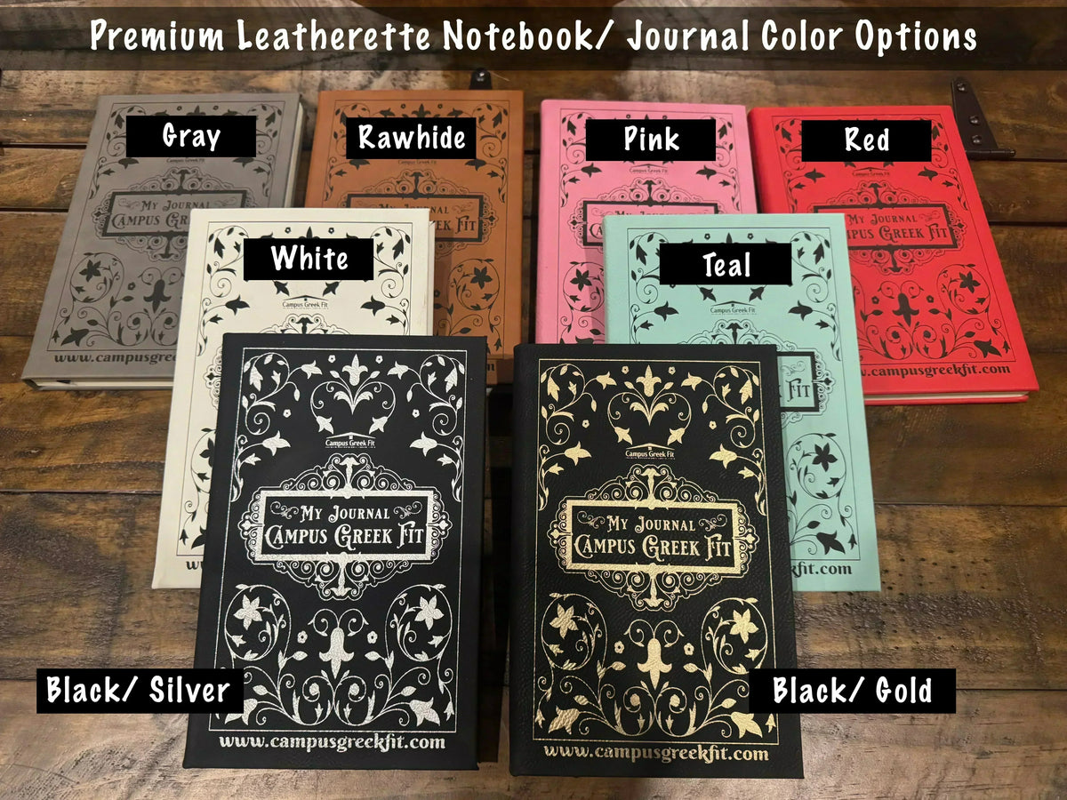 Phi Mu Personalized Leatherette Notebook Journal - Script