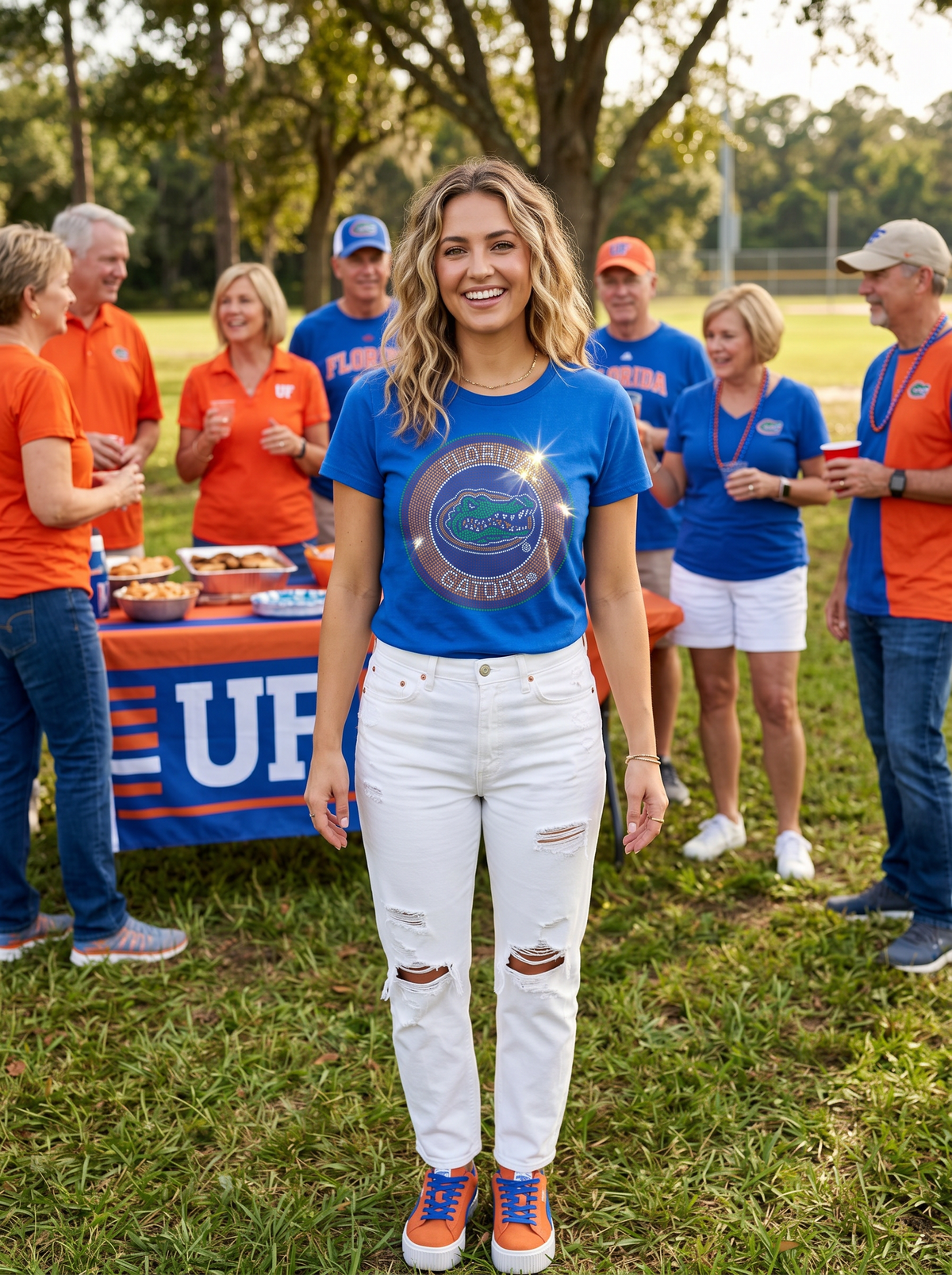 University of Florida Circle Gator Decal Royal Blue Crewneck Short Sleeve T-Shirt