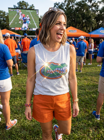 University of Florida Gator Head Gray Tank Top