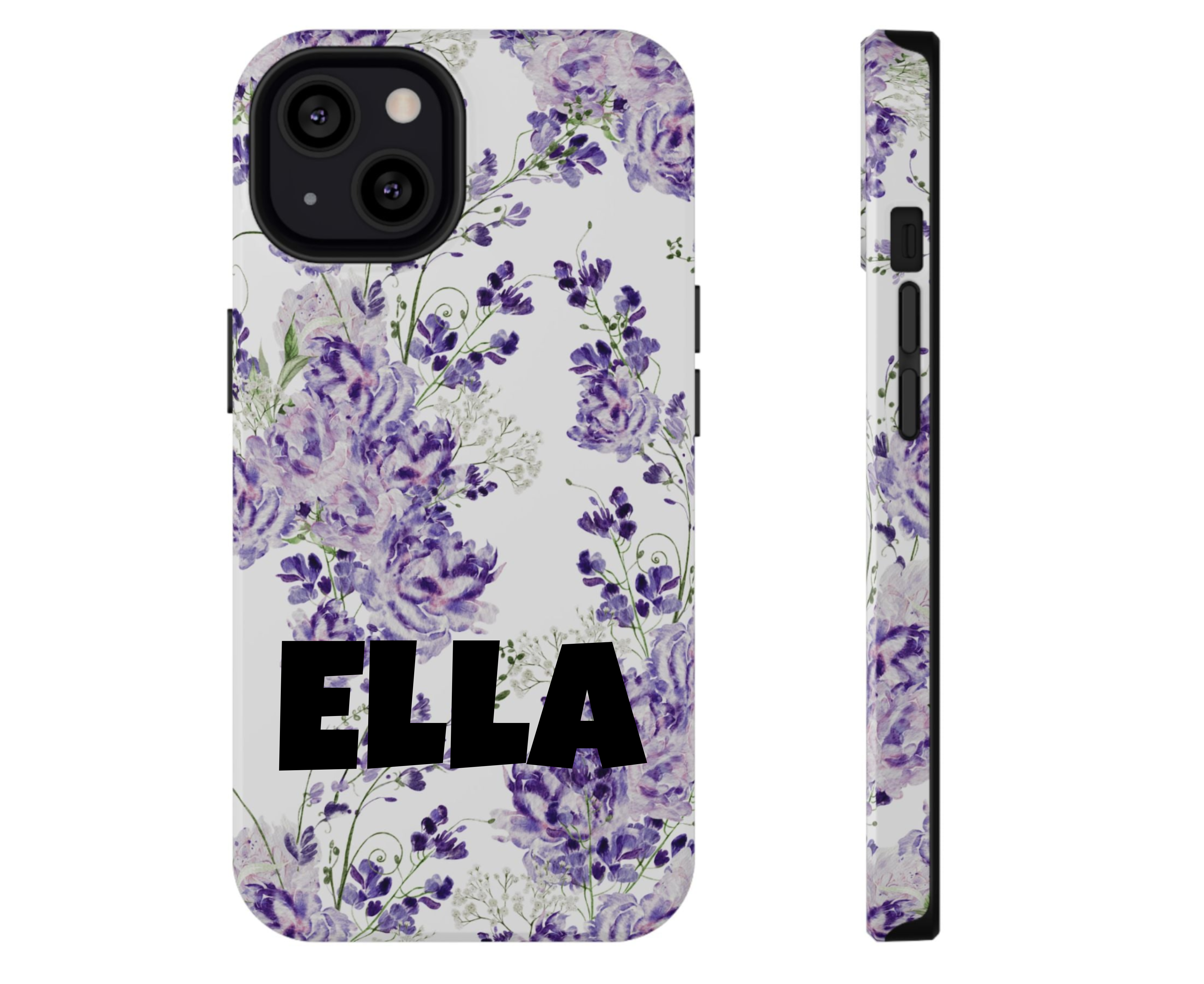 Customizable: Purple Floral Impact-Resistant Phone Case