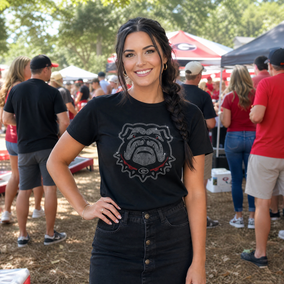 University of Georgia Bulldog Logo Black Crewneck T-Shirt