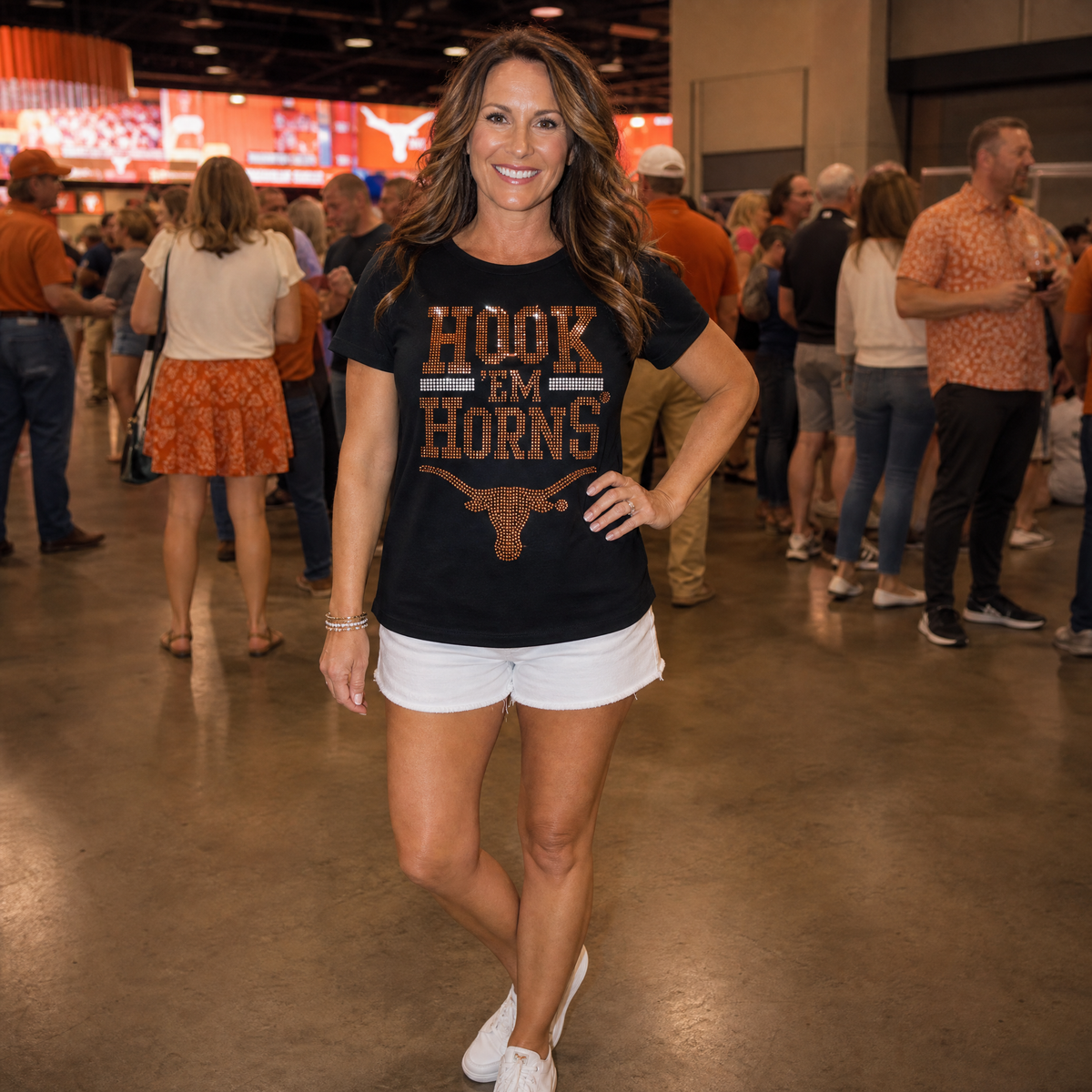 University of Texas-Austin Hook Em Horns Black Crewneck T-Shirt