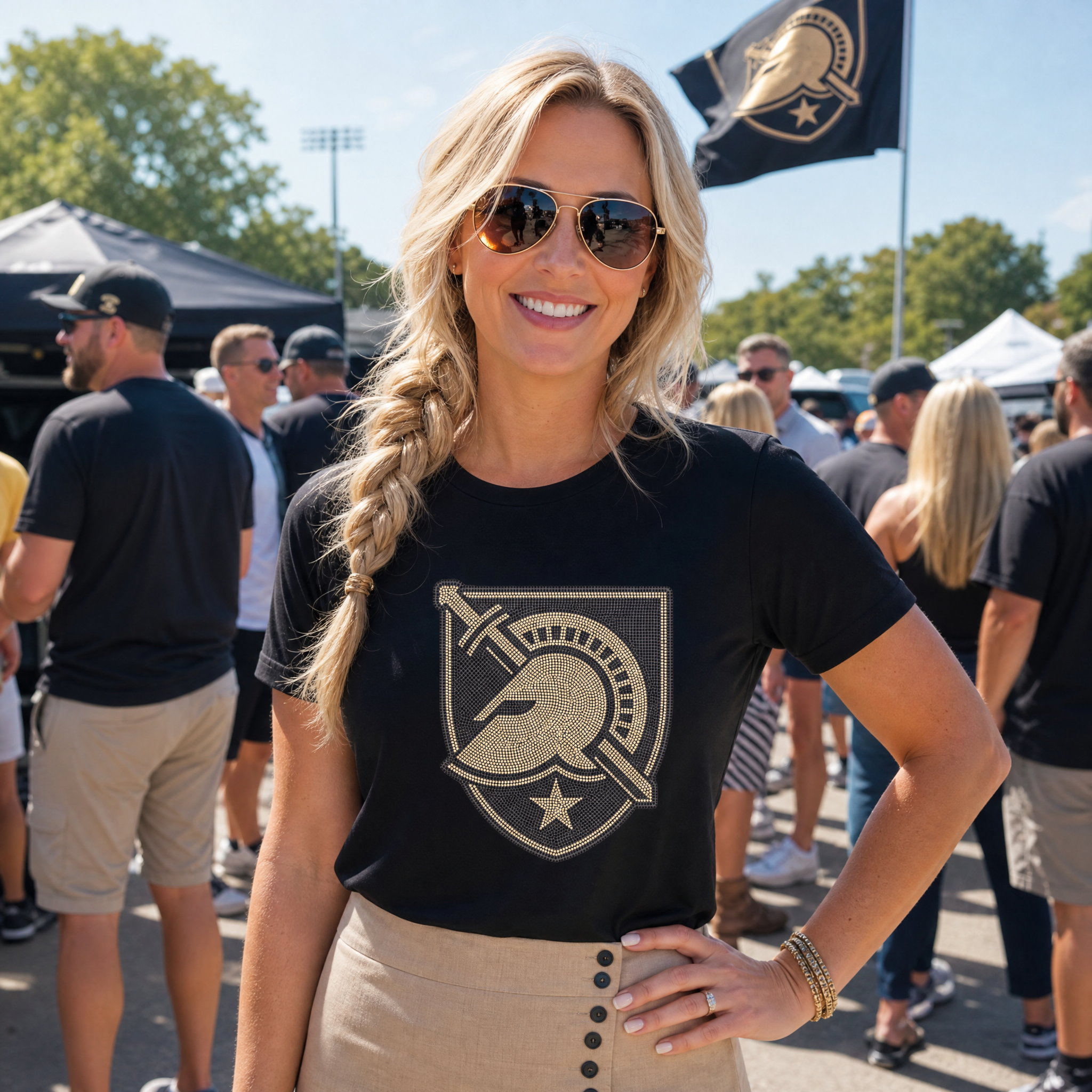 Army West Point Black Knights Shield Black Crewneck T-Shirt