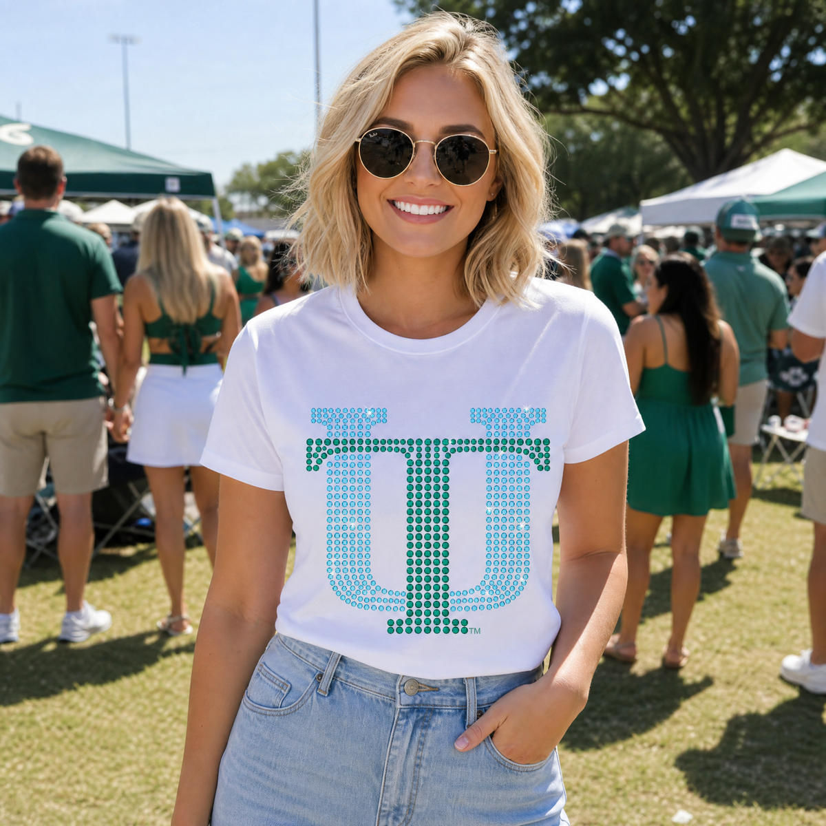 Tulane University Vintage TU White Crewneck Short Sleeve T-Shirt