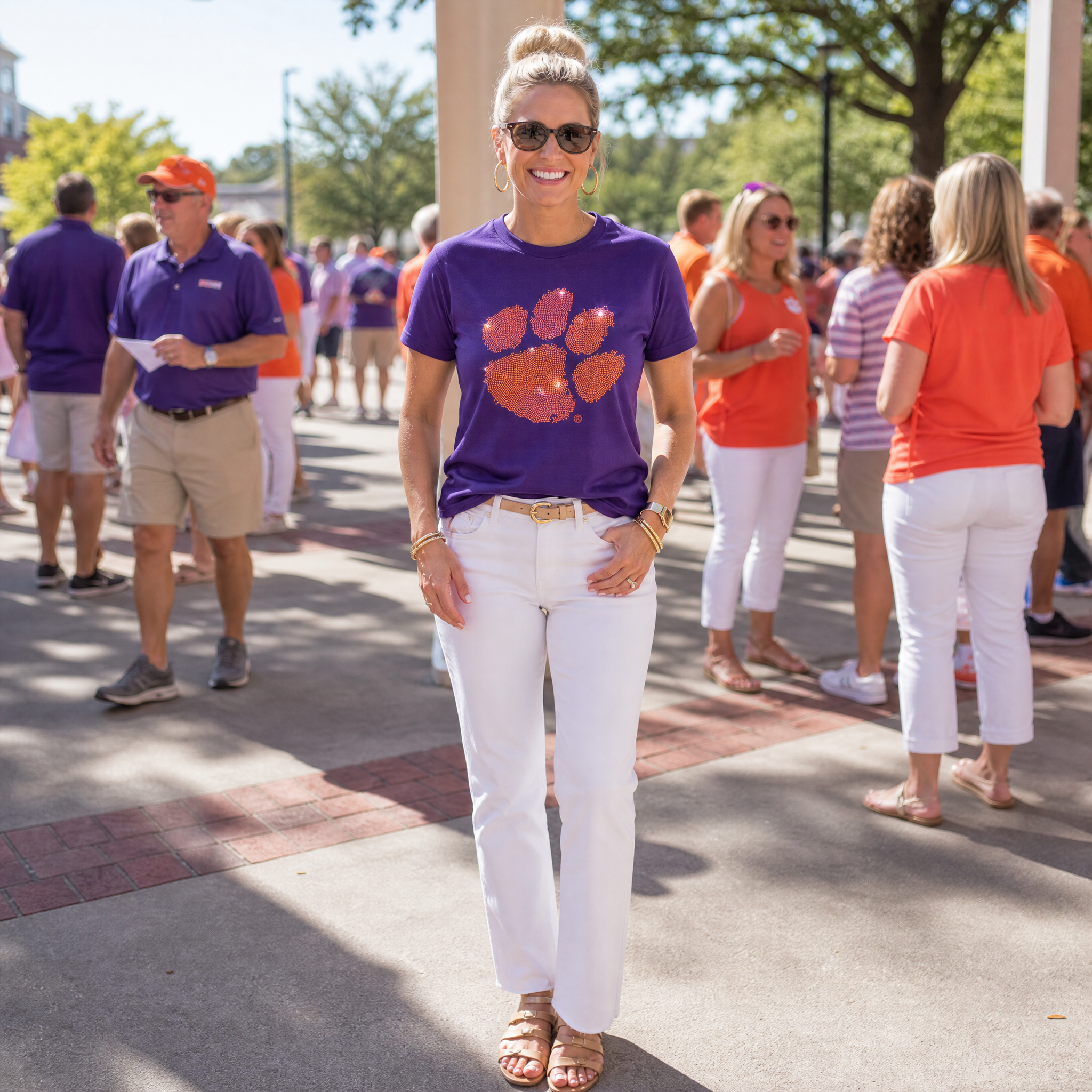 Clemson Paw Purple Crewneck Short Sleeve T-Shirt