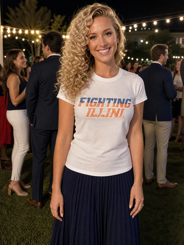 University of Illinois Fighting Illini White Crewneck Short Sleeve T-Shirt