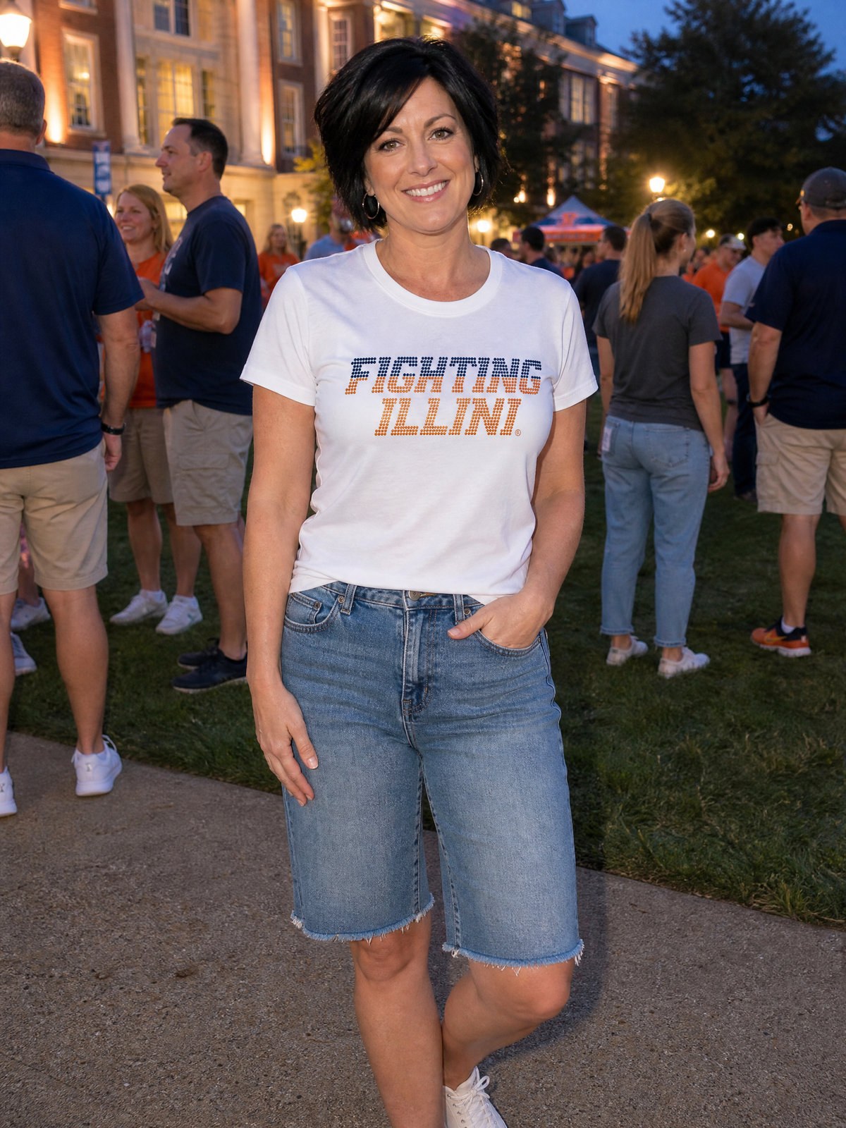 University of Illinois Fighting Illini White Crewneck Short Sleeve T-Shirt