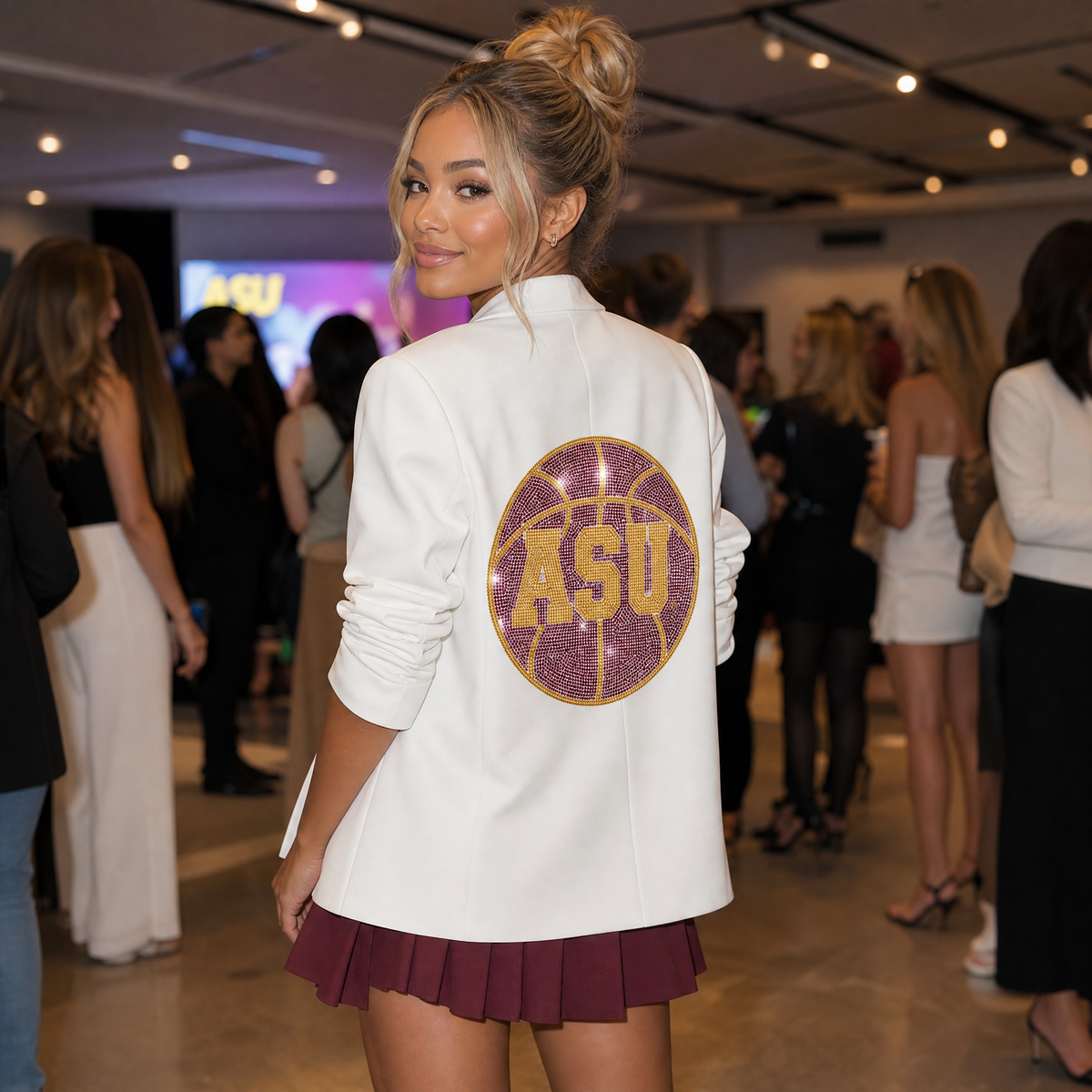 Arizona State Basketball ASU White Ruched Sleeve Blazer