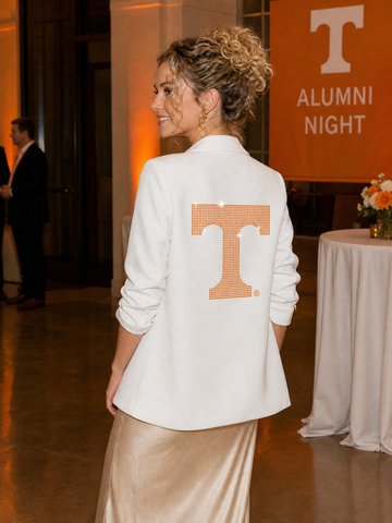 Tennessee Vols Big T White Ruched Sleeve Blazer