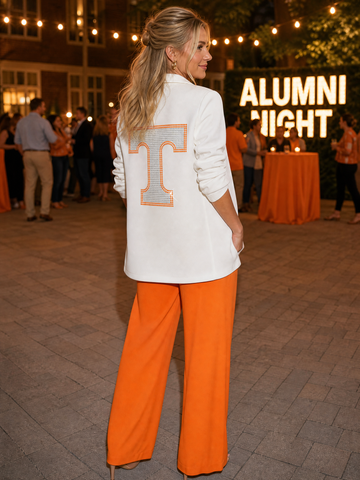 Tennessee Vols Large T White Blazer w/ Ruched Sleeve