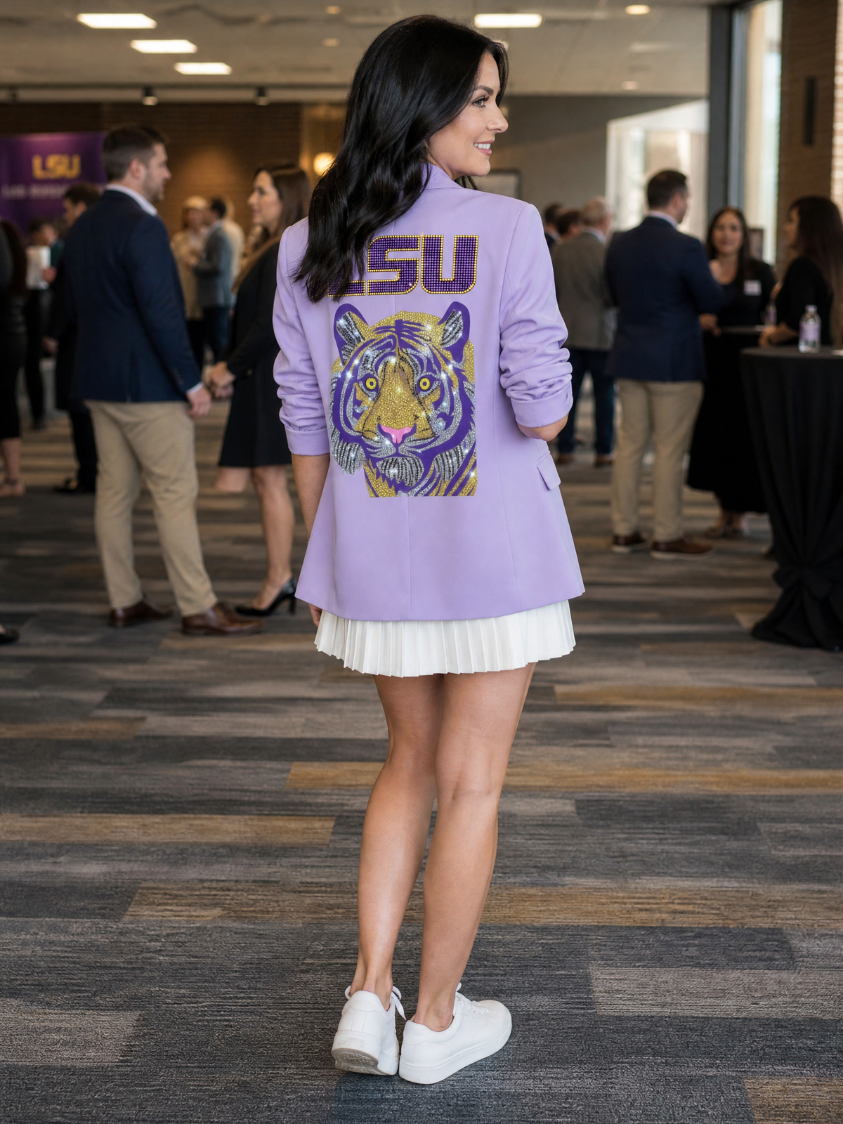 Louisiana State University Purple Tiger Ruched Sleeve Lavender Blazer