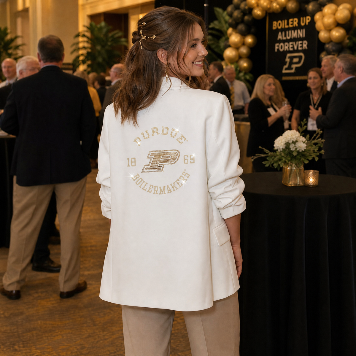 Purdue University Boilermakers Est Ruched White Blazer