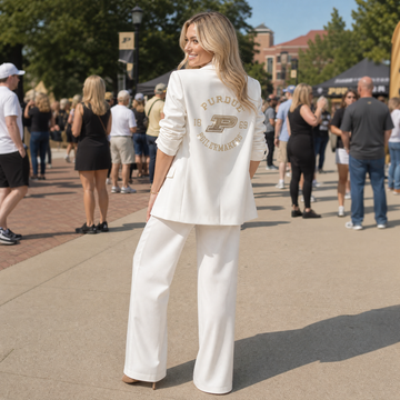 Purdue University Boilermakers Est Ruched White Blazer