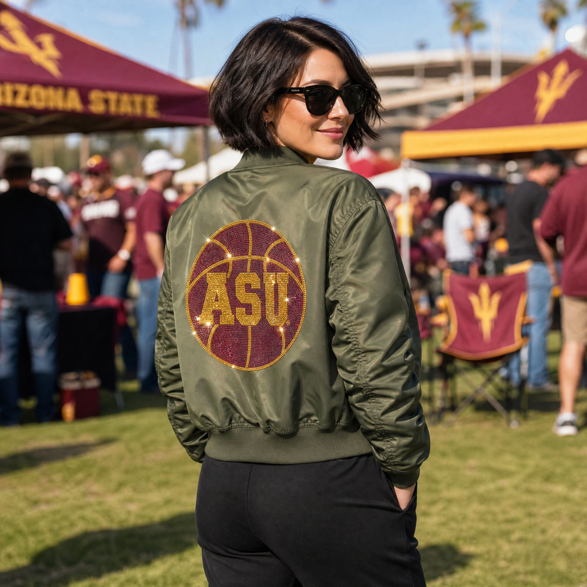 Arizona State Basketball ASU Army Green Bomber Jacket