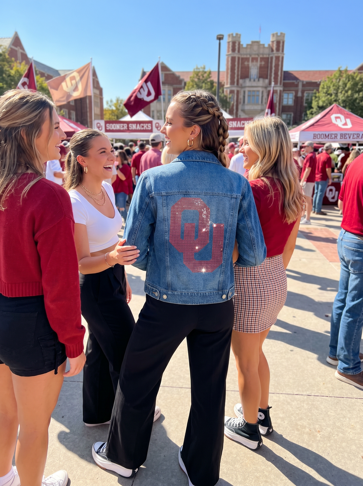 University of Oklahoma Interlocking OU Blue Denim Jacket