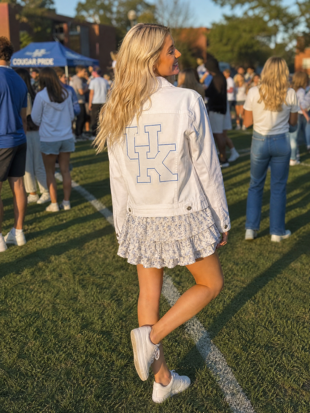University of Kentucky White Interlocking UK White Denim Jacket