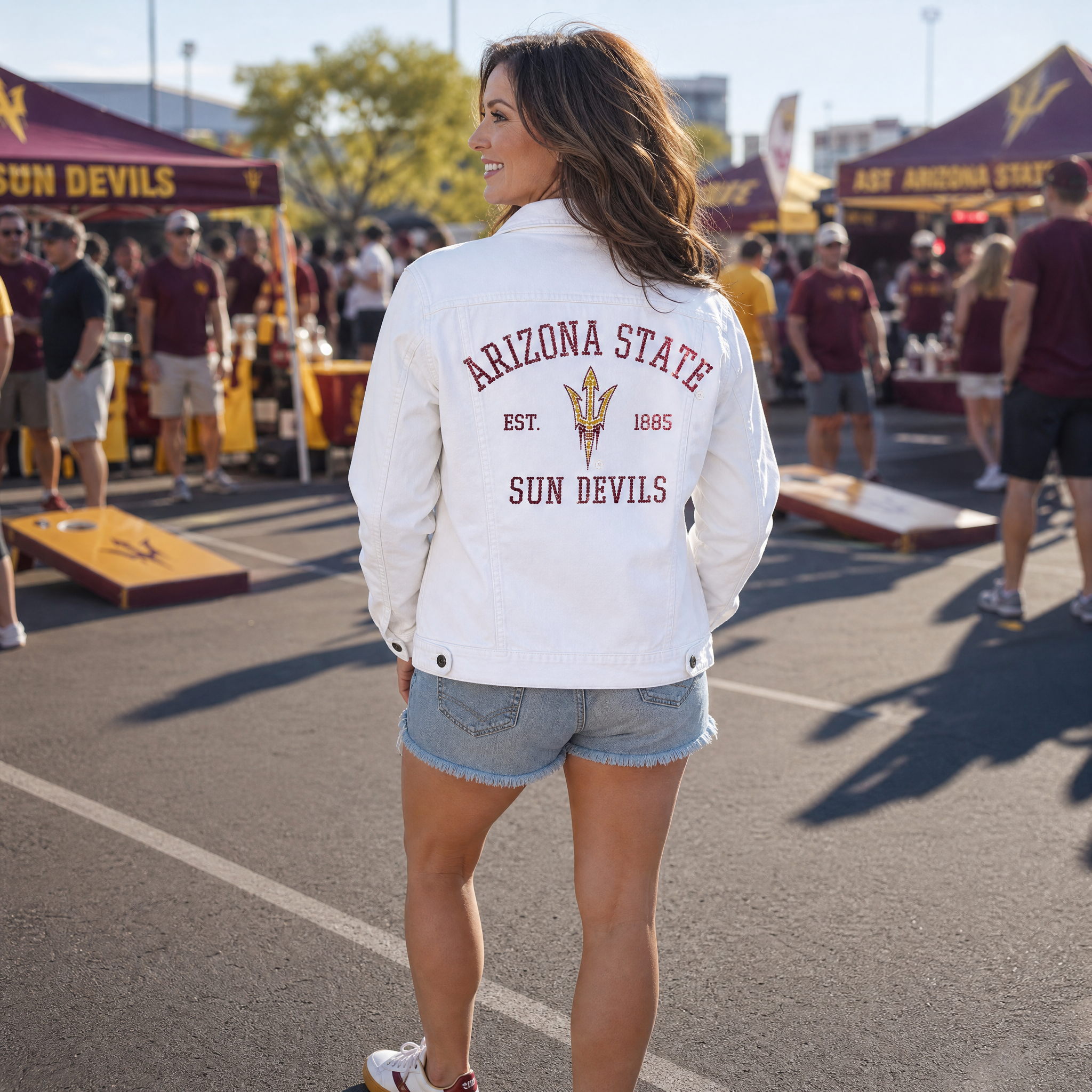 Arizona State Est. 1885 Sun Devils White Denim Jacket