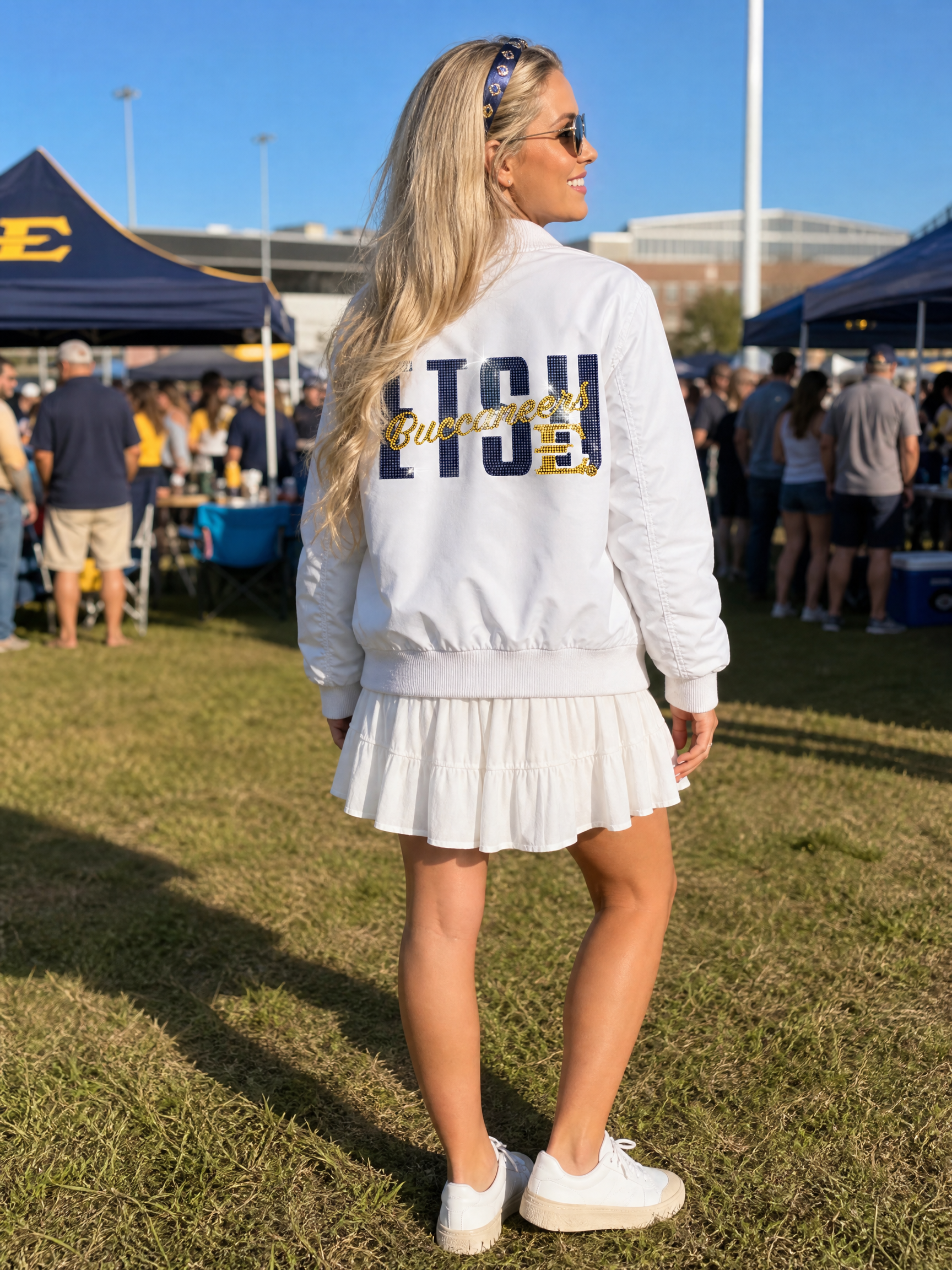 East Tennessee State ETSU Buccaneers White Bomber Jacket