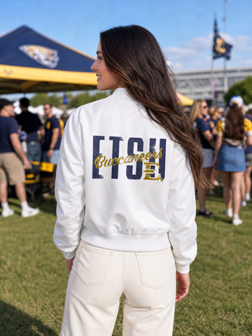 East Tennessee State ETSU Buccaneers White Bomber Jacket