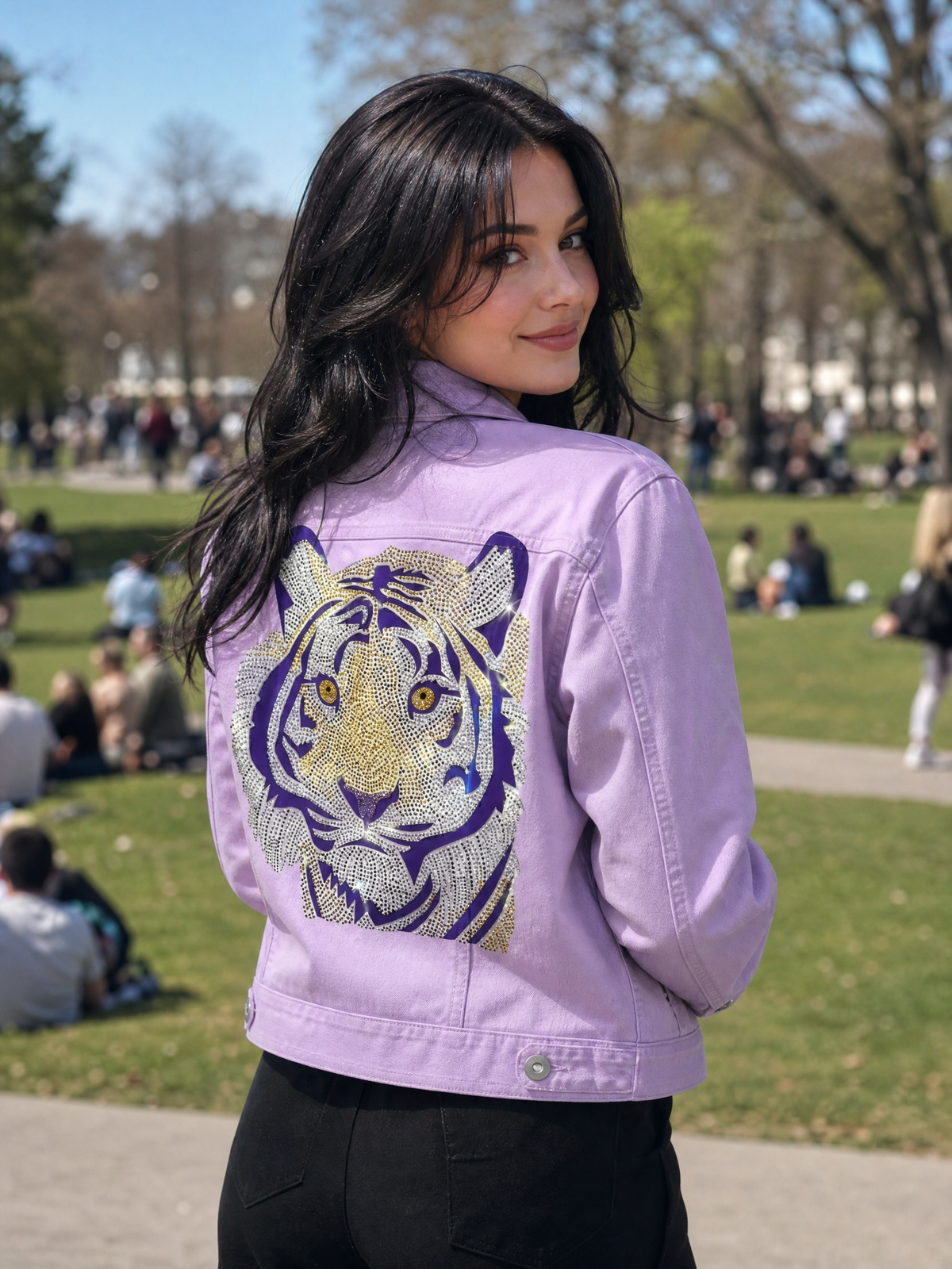LSU Purple Tiger Lavender Denim Jacket