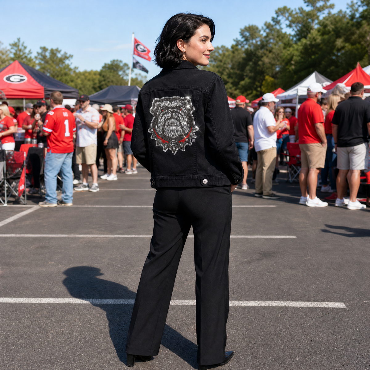 University of Georgia Bulldog Black Denim Jacket