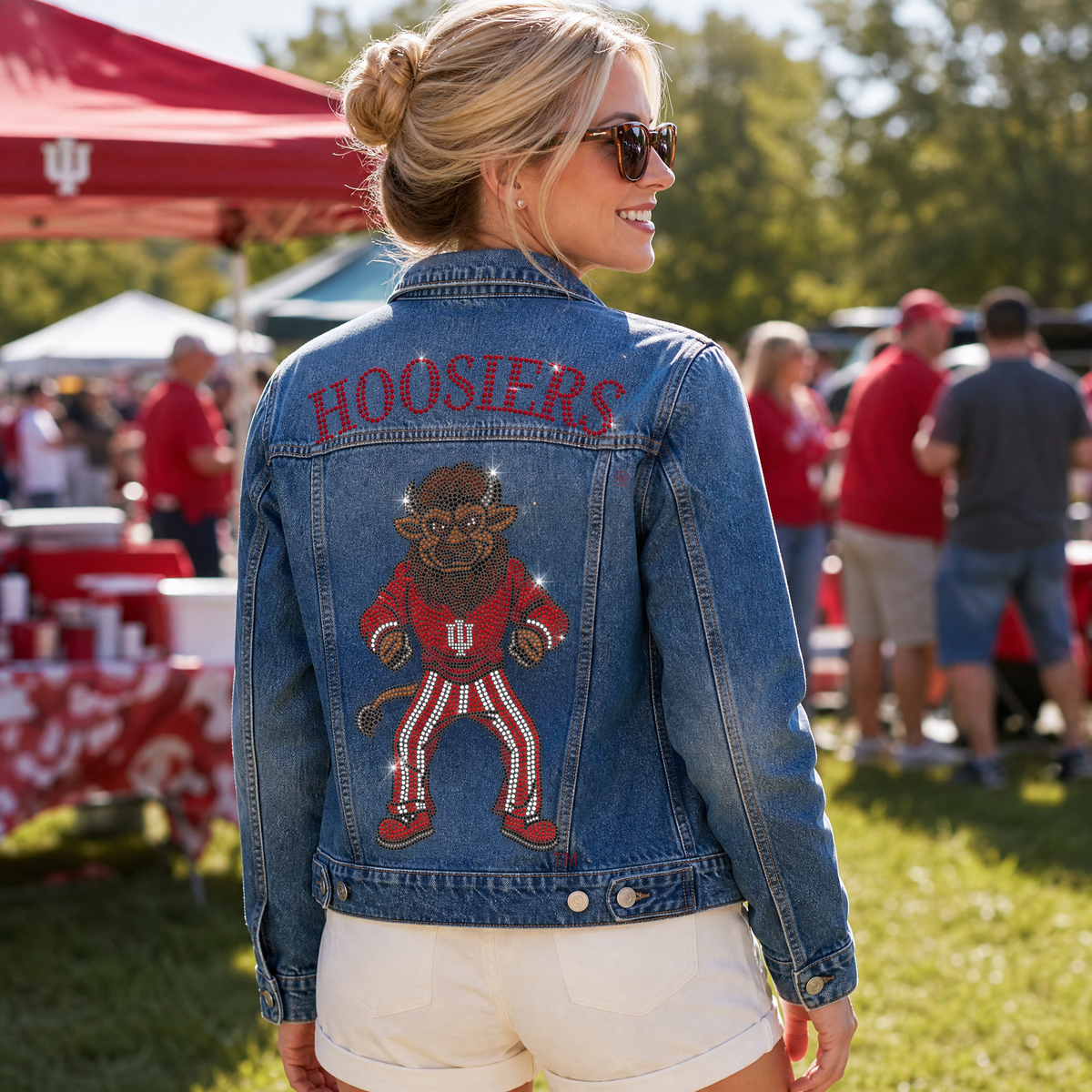 Indiana University Vintage Bison Mascot Blue Denim Jacket